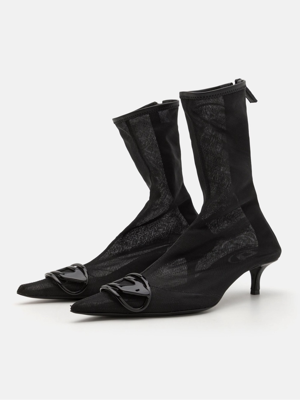 NEW Diesel D-Venus Kittie Black Mesh Ankle Boots US 6 Rare Pointed Toe